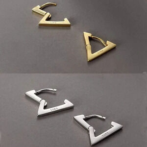 925 Sterling Silver Triangle Huggie Hoop Earrings Dainty Minimalist Earrings